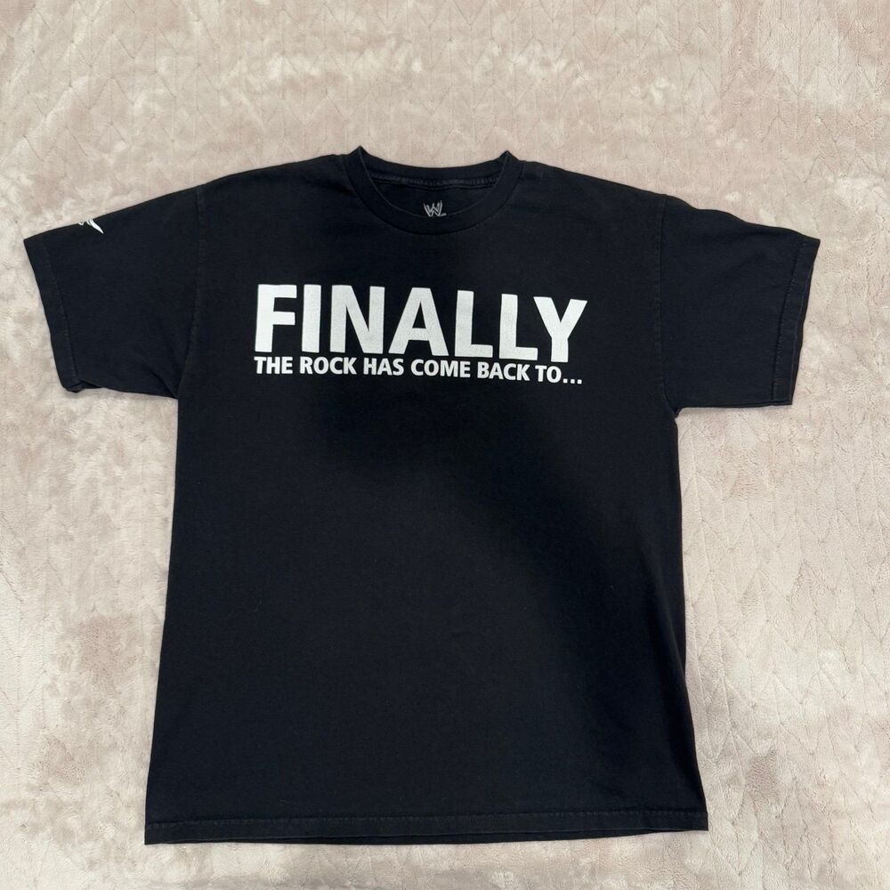 2013 WrestleMania The Rock Returns NY/NJ Black T-Shirt Men's Large